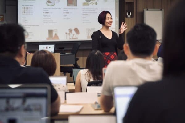Pamela Lim with students