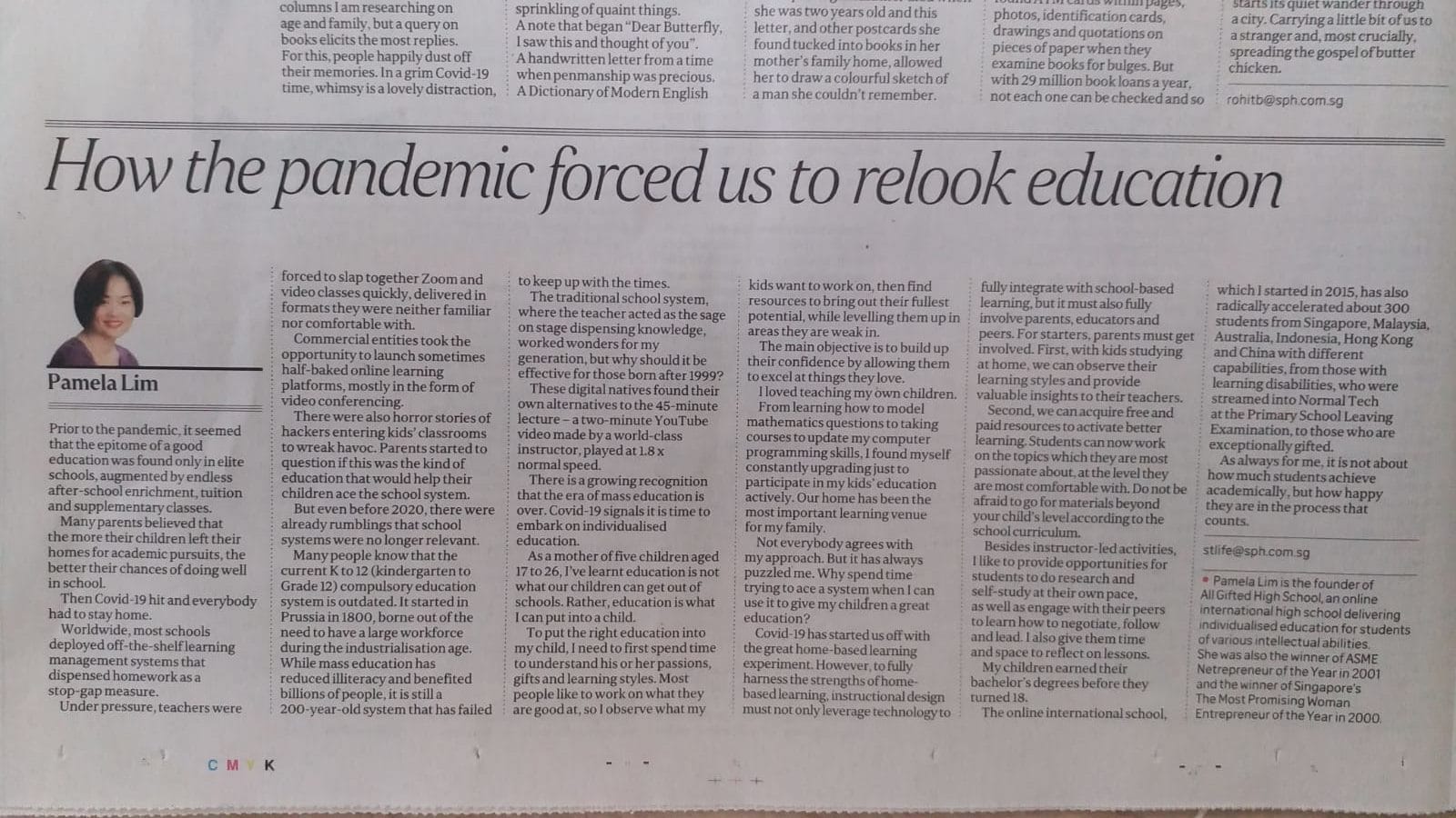 straits times how covid force us to relook education